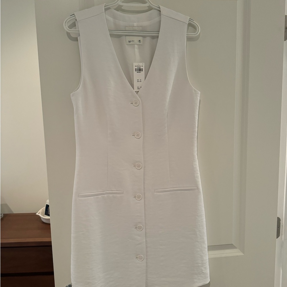 Abercrombie & Fitch White Sleeveless Button-Down Dress NWT